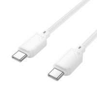 Type-C кабель Hoco X113, 60 Вт, белый, оплётка